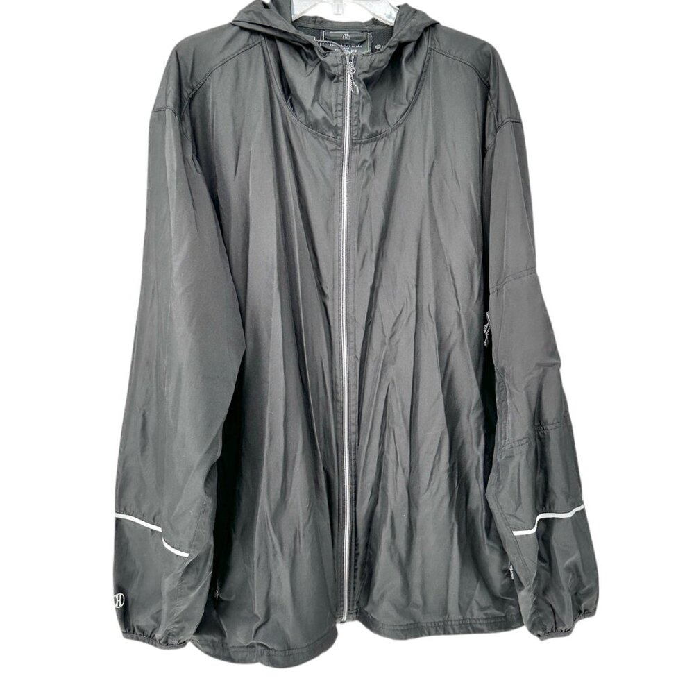 Holloway Black Hooded Lightweight Full-Zip Jacket 3XL With Reflective Accents